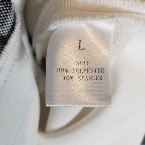 BELLA BARNETT Off Shoulder Dress Sz L White Mini  Sexy Bandage Party Cut Out - Picture 9 of 9